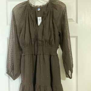 Old Navy Casual or Cocktail Chiffon Brown Dress M Petite, NWT